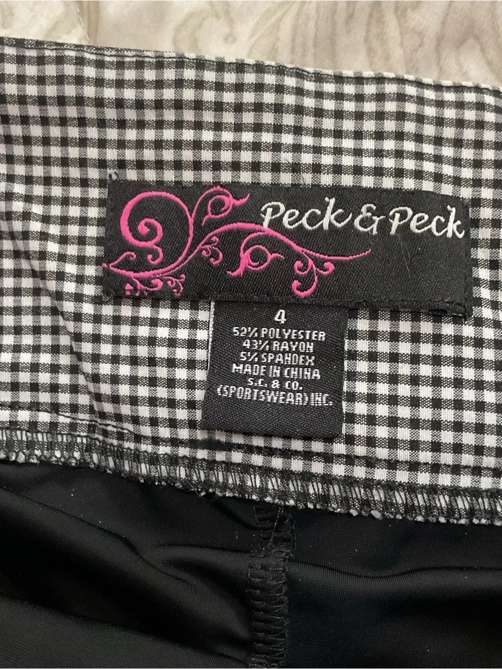 Peck & Peck Black and White Gingham Check Skort Size 4